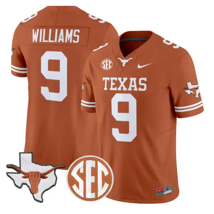 Jonah Williams Jersey #9 Texas Longhorns 2026 SEC Patch Stitched by My Store NCAA Football Jerseys