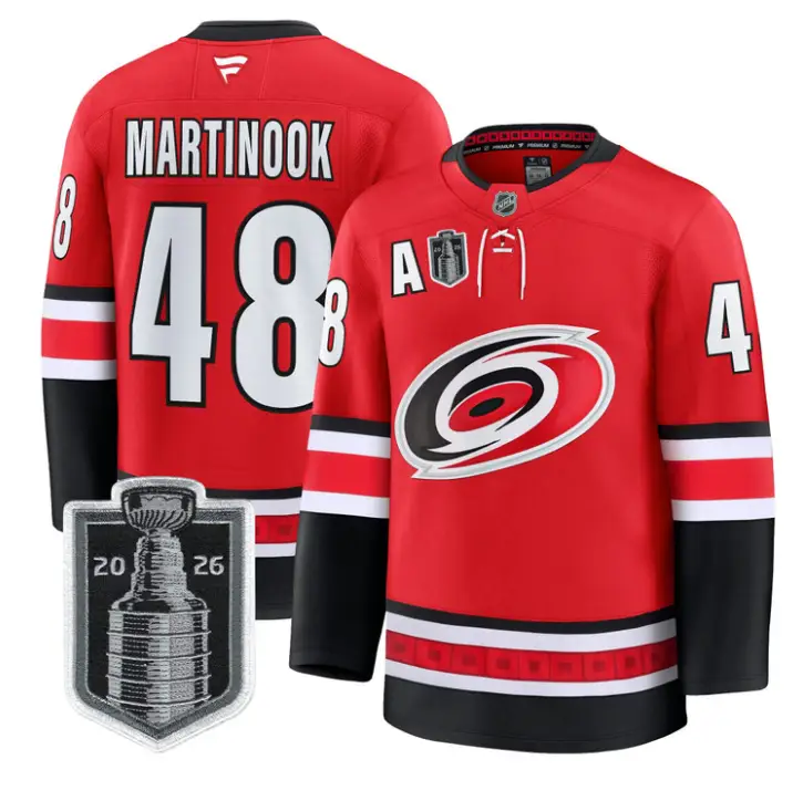 Jordan Martinook Jersey #48 Carolina Hurricanes 2026 Stanley Cup Stitched by Hockey David