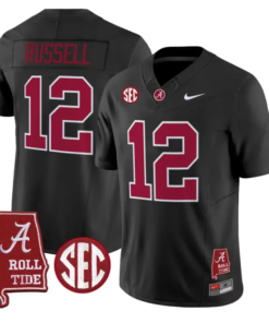 Keelon Russell Jersey #12 Alabama Crimson 2026 SEC Patch Stitched by My Store NCAA Football Jerseys