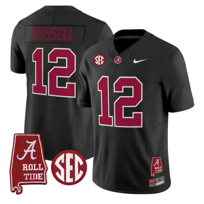 Keelon Russell Jersey #12 Alabama Crimson 2026 SEC Patch Stitched 2 Keelon Russell Jersey #12 Alabama Crimson 2026 SEC Patch Stitched by My Store NCAA Football Jerseys