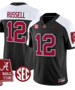 Keelon Russell Jersey #12 Alabama Crimson 2026 SEC Patch Stitched by My Store NCAA Football Jerseys