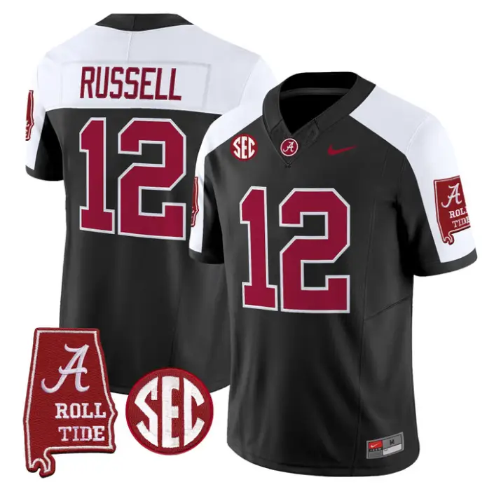 Keelon Russell Jersey #12 Alabama Crimson 2026 SEC Patch Stitched 1 Keelon Russell Jersey #12 Alabama Crimson 2026 SEC Patch Stitched by My Store NCAA Football Jerseys