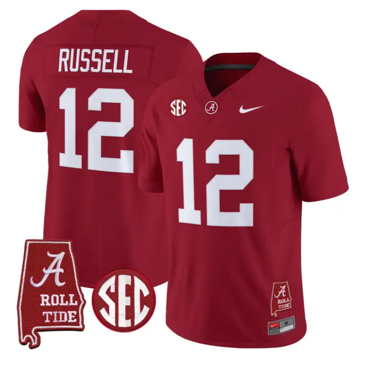 Keelon Russell Jersey #12 Alabama Crimson 2026 SEC Patch Stitched 4 Keelon Russell Jersey #12 Alabama Crimson 2026 SEC Patch Stitched by My Store NCAA Football Jerseys