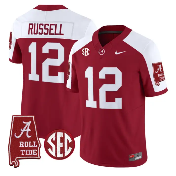 Keelon Russell Jersey #12 Alabama Crimson 2026 SEC Patch Stitched 3 Keelon Russell Jersey #12 Alabama Crimson 2026 SEC Patch Stitched by My Store NCAA Football Jerseys