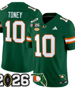 Malachi Toney Jersey #10 Miami Hurricanes 2026 CFP Final Patch Stitched by My Store NCAA Football Jerseys