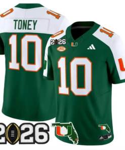Malachi Toney Jersey #10 Miami Hurricanes 2026 CFP Final Patch Stitched by My Store NCAA Football Jerseys