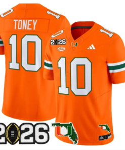 Malachi Toney Jersey #10 Miami Hurricanes 2026 CFP Final Patch Stitched by My Store NCAA Football Jerseys