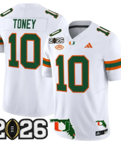 Malachi Toney Jersey #10 Miami Hurricanes 2026 CFP Final Patch Stitched by My Store NCAA Football Jerseys