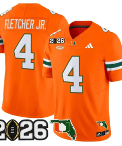 Mark Fletcher Jr Jersey #4 Miami Hurricanes 2026 CFP Final Stitched by My Store NCAA Football Jerseys