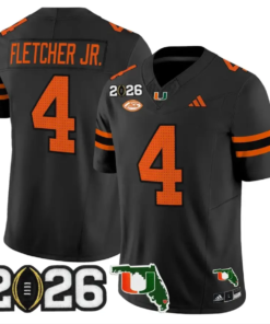 Mark Fletcher Jr Jersey #4 Miami Hurricanes 2026 CFP Final Stitched by My Store NCAA Football Jerseys