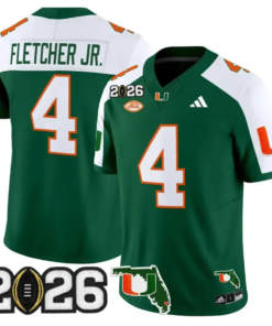 Mark Fletcher Jr Jersey #4 Miami Hurricanes 2026 CFP Final Stitched by My Store NCAA Football Jerseys