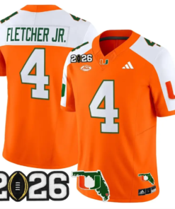 Mark Fletcher Jr Jersey #4 Miami Hurricanes 2026 CFP Final Stitched by My Store NCAA Football Jerseys