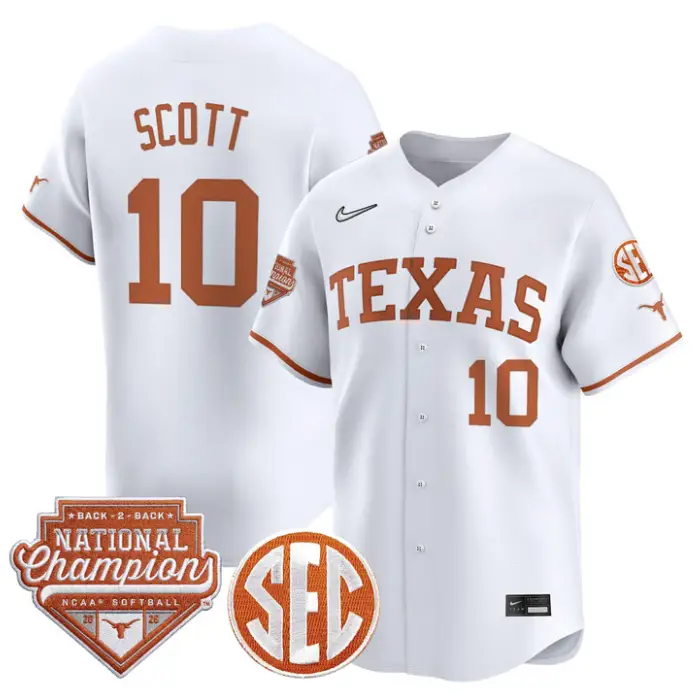 Mia Scott Jersey #10 Texas 2026 Back-To-Back World SeriesChampions by My Store