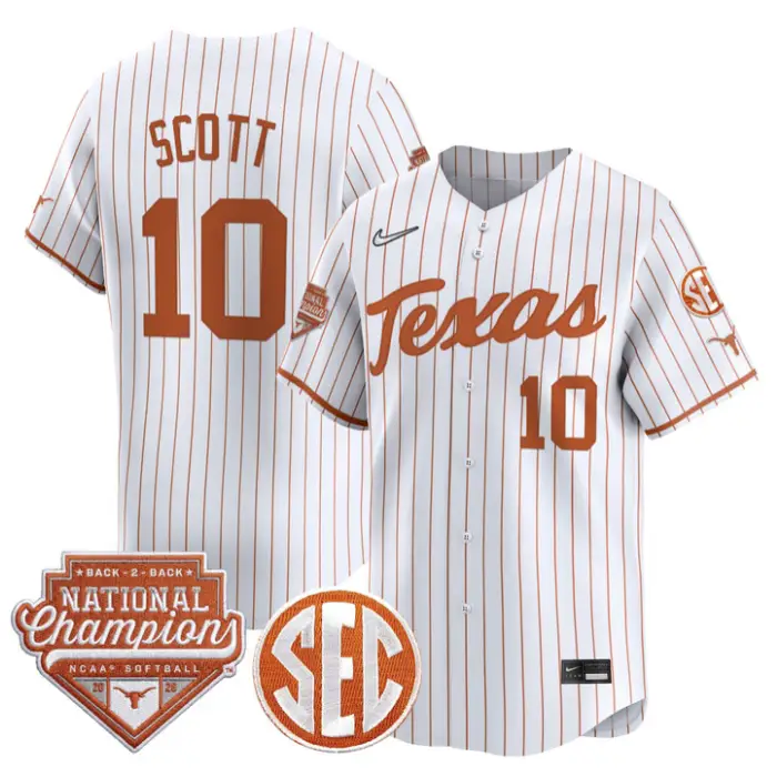Mia Scott Jersey #10 Texas 2026 Back-To-Back World SeriesChampions by My Store
