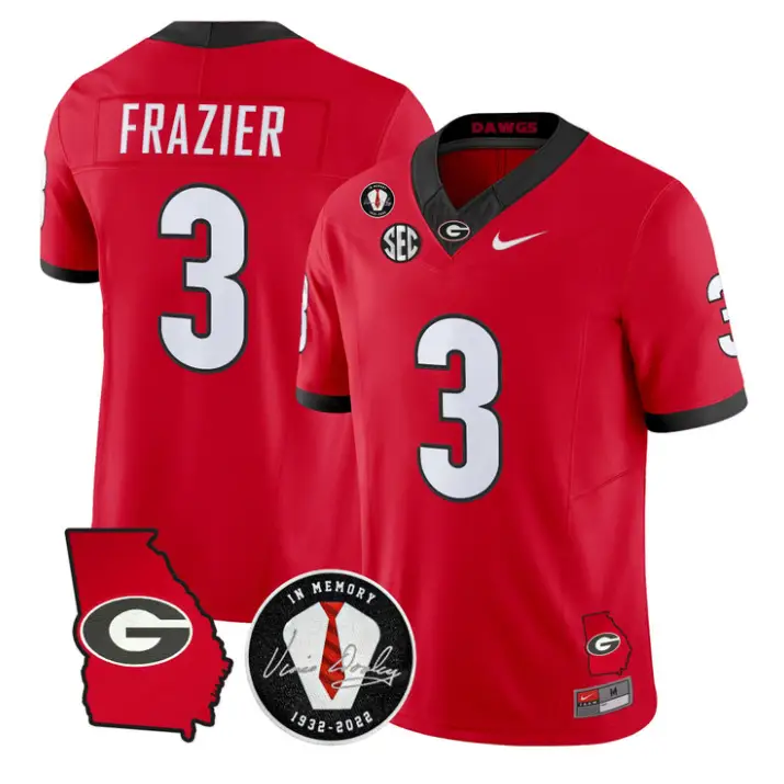 Nate Frazier Jersey #3 Georgia Bulldogs 2026 Vince Dooley Stitched by My Store NCAA Football Jerseys