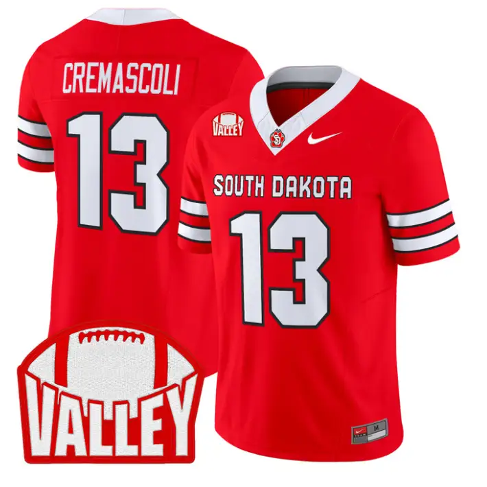 Nevan Cremascoli Jersey #13 South Dakota 2026 Vapor Limited Stitched by My Store NCAA Football Jerseys
