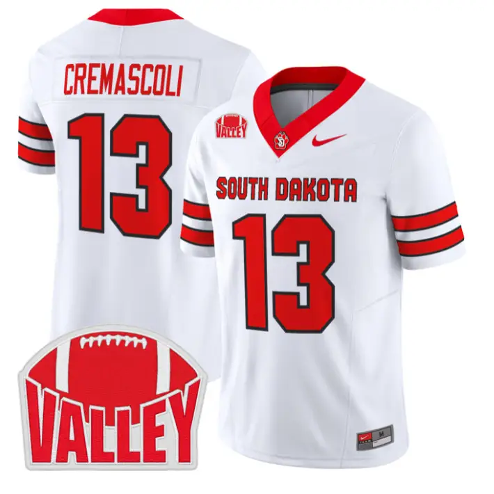 Nevan Cremascoli Jersey #13 South Dakota 2026 Vapor Limited Stitched by My Store NCAA Football Jerseys