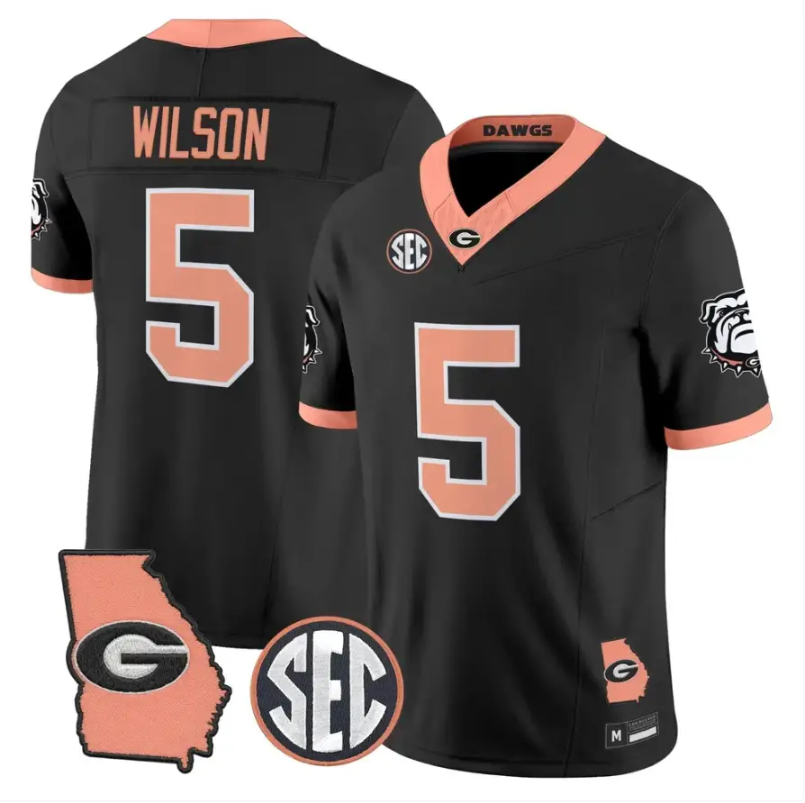 Raylen Wilson Jersey #5 Georgia Bulldogs 2026 The Big Peach Stitched by My Store NCAA Football Jerseys