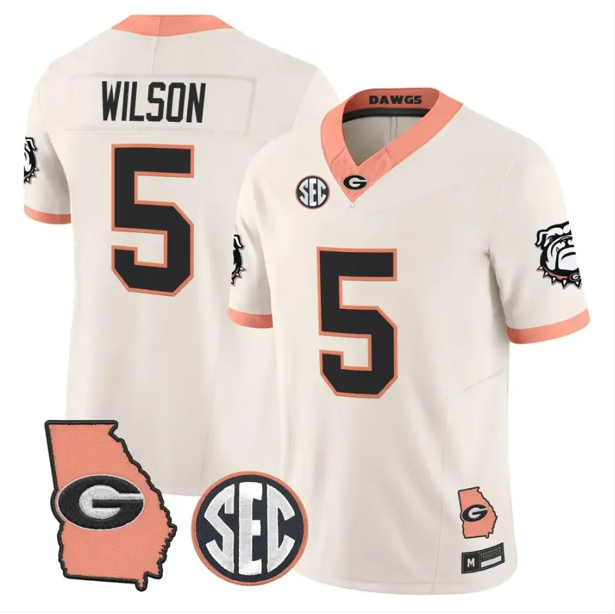 Raylen Wilson Jersey #5 Georgia Bulldogs 2026 The Big Peach Stitched by My Store NCAA Football Jerseys