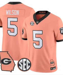 Raylen Wilson Jersey #5 Georgia Bulldogs 2026 The Big Peach Stitched by My Store NCAA Football Jerseys