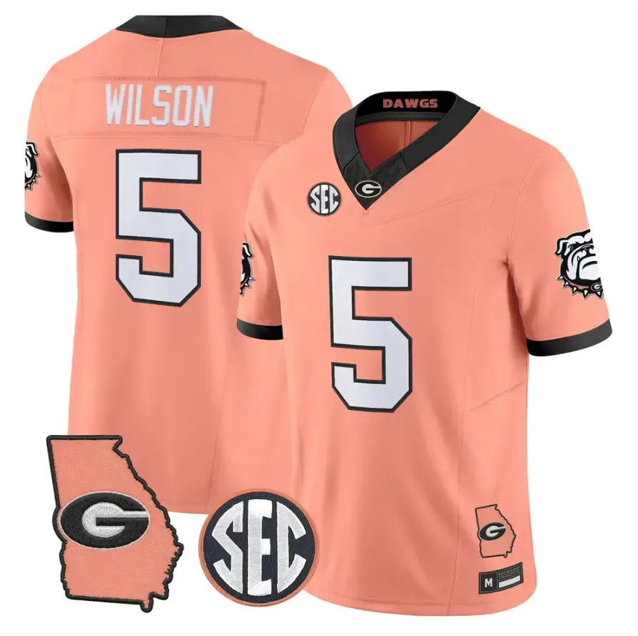 Raylen Wilson Jersey #5 Georgia Bulldogs 2026 The Big Peach Stitched by My Store NCAA Football Jerseys