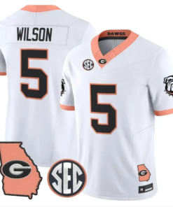 Raylen Wilson Jersey #5 Georgia Bulldogs 2026 The Big Peach Stitched by My Store NCAA Football Jerseys