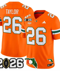 Sean Taylor Jersey #26 Miami Hurricanes 2026 CFP Final Patch Stitched by My Store NCAA Football Jerseys