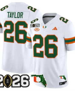 Sean Taylor Jersey #26 Miami Hurricanes 2026 CFP Final Patch Stitched by My Store NCAA Football Jerseys