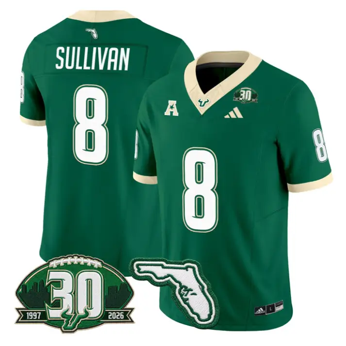 Wyatt Sullivan Jersey #8 South Florida Bulls 30th Patch Limited Stitched 4 Wyatt Sullivan Jersey #8 South Florida Bulls 30th Patch Limited Stitched by My Store NCAA Football Jerseys