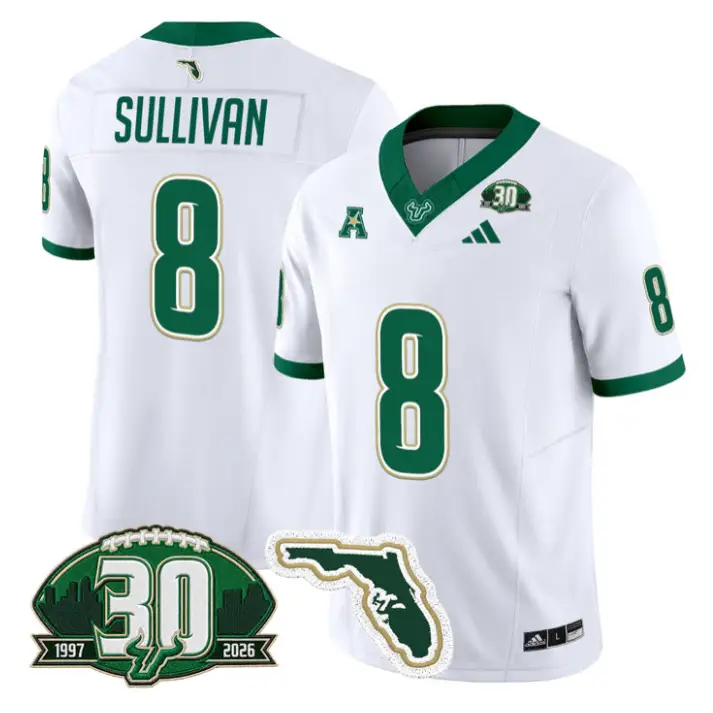 Wyatt Sullivan Jersey #8 South Florida Bulls 30th Patch Limited Stitched 5 Wyatt Sullivan Jersey #8 South Florida Bulls 30th Patch Limited Stitched by My Store NCAA Football Jerseys