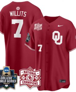 Oklahoma Sooners 2026 NCAA Baseball College World Series Champions Vapor Jersey - Stitched by Oklahoma Sooners