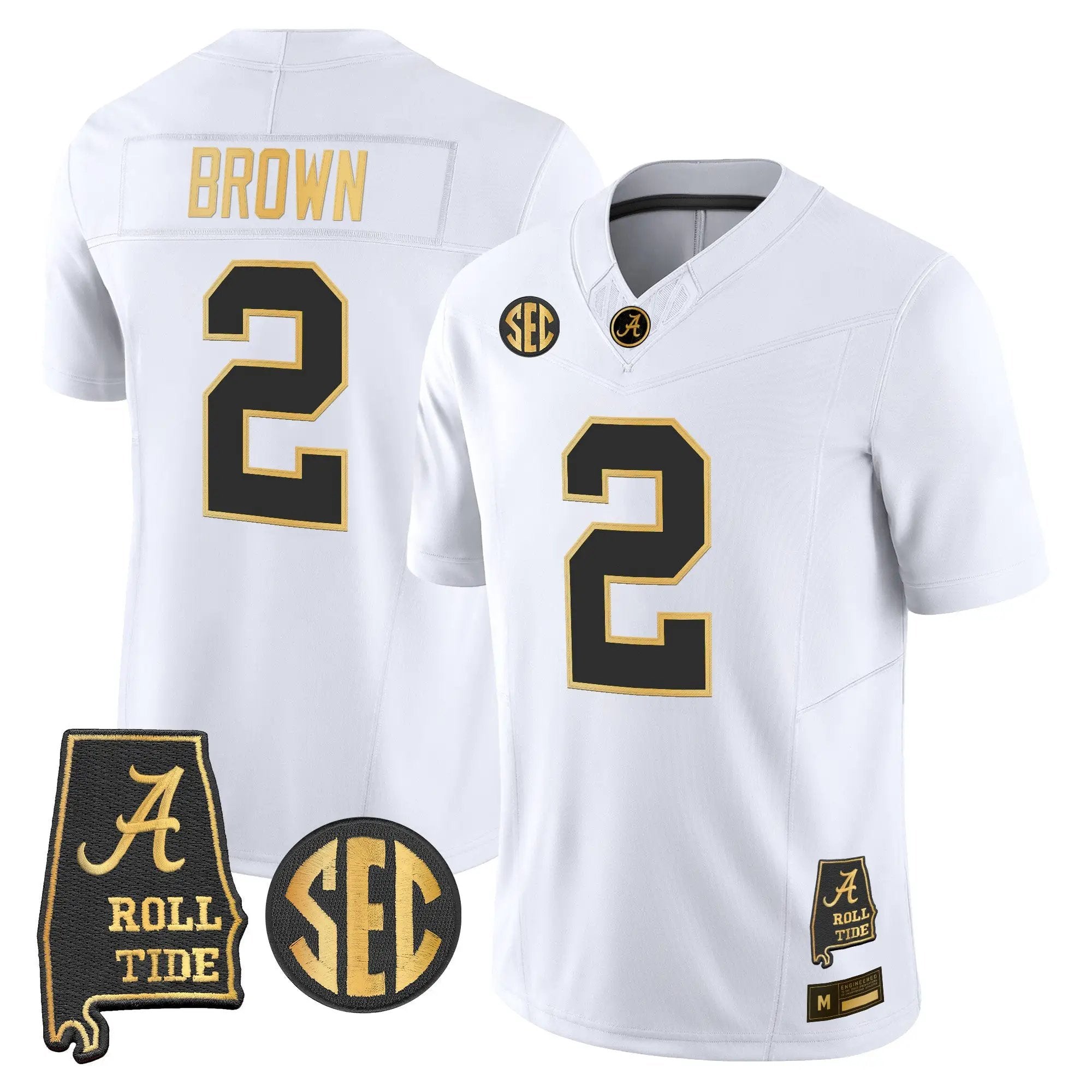 Alabama Crimson Tide 2026 Gold Vapor Limited Jersey - Alabama Map - Stitched 17 BAMA 2026 Gold Vapor Limited Jersey - Alabama Map - Stitched by Alabama Crimson Tide