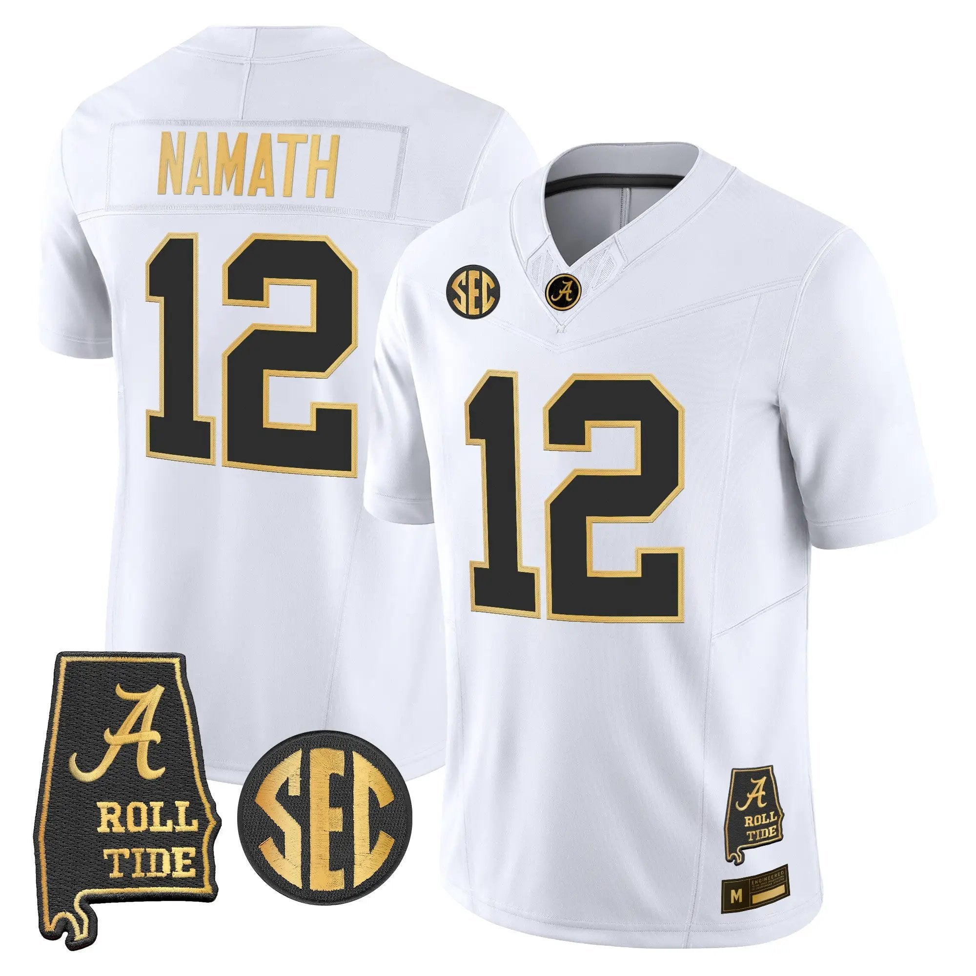 Alabama Crimson Tide 2026 Gold Vapor Limited Jersey - Alabama Map - Stitched 23 BAMA 2026 Gold Vapor Limited Jersey - Alabama Map - Stitched by Alabama Crimson Tide