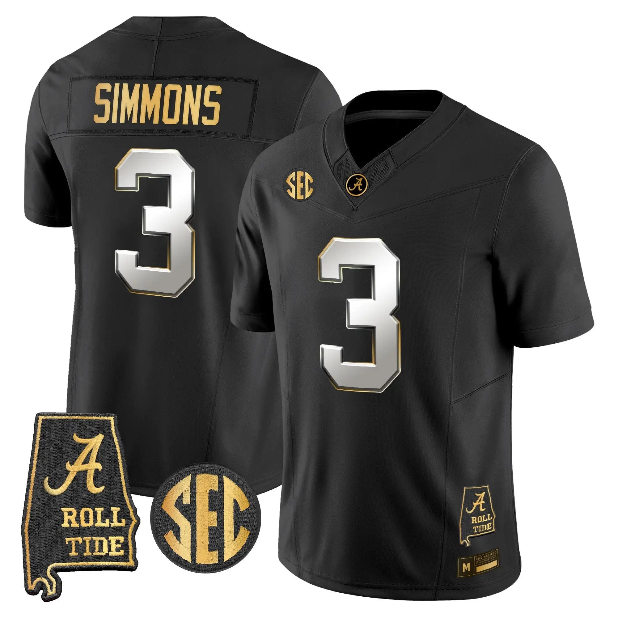 Alabama Crimson Tide 2026 Gold Vapor Limited Jersey - Alabama Map - Stitched 25 BAMA 2026 Gold Vapor Limited Jersey - Alabama Map - Stitched by Alabama Crimson Tide