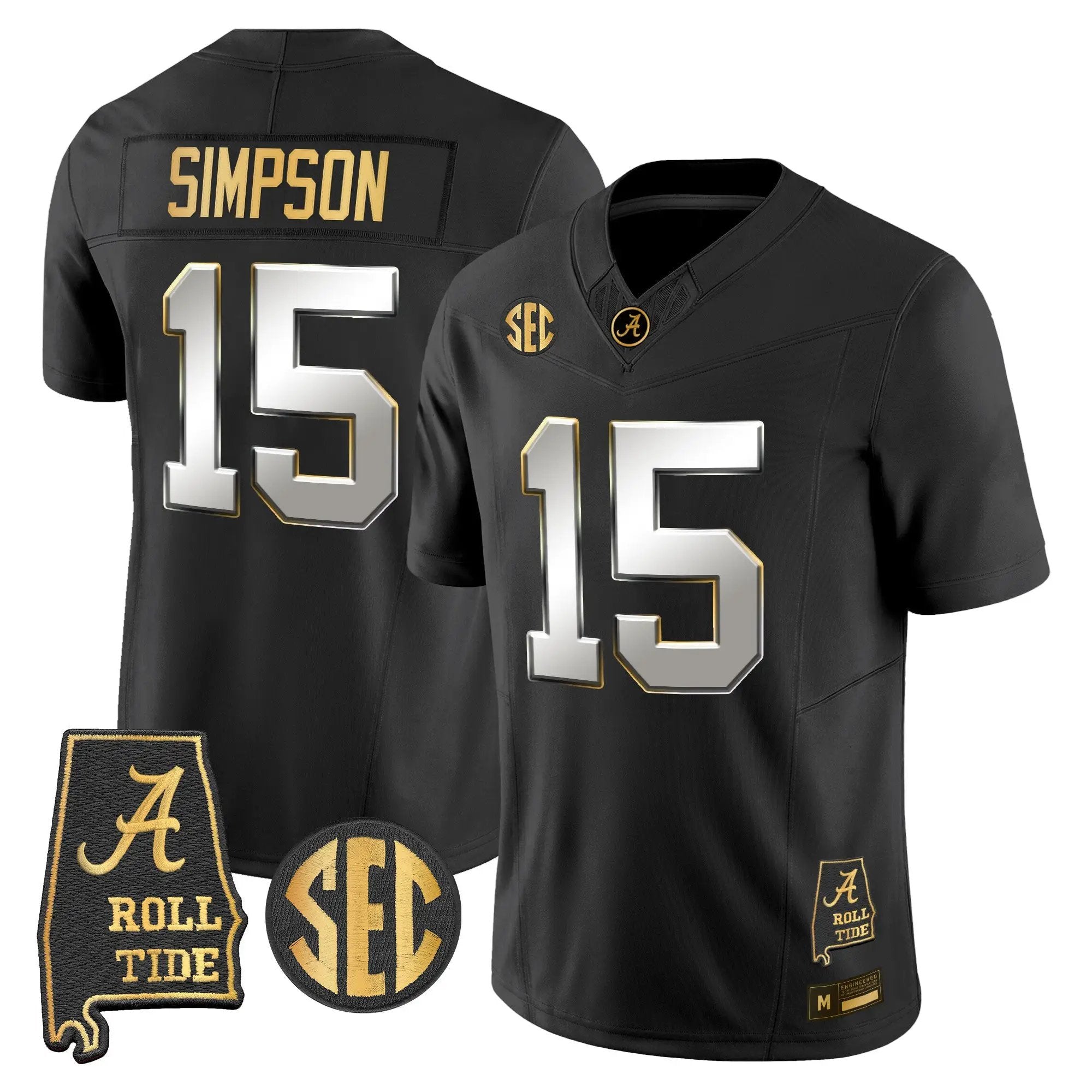 Alabama Crimson Tide 2026 Gold Vapor Limited Jersey - Alabama Map - Stitched 34 BAMA 2026 Gold Vapor Limited Jersey - Alabama Map - Stitched by Alabama Crimson Tide