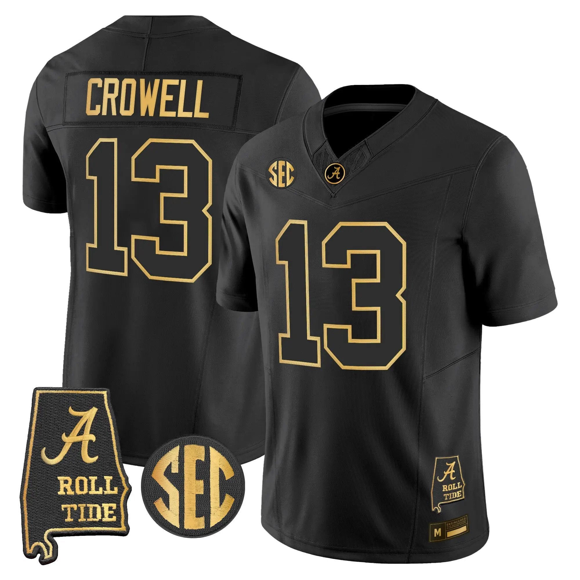 Alabama Crimson Tide 2026 Gold Vapor Limited Jersey - Alabama Map - Stitched 9 BAMA 2026 Gold Vapor Limited Jersey - Alabama Map - Stitched by Alabama Crimson Tide