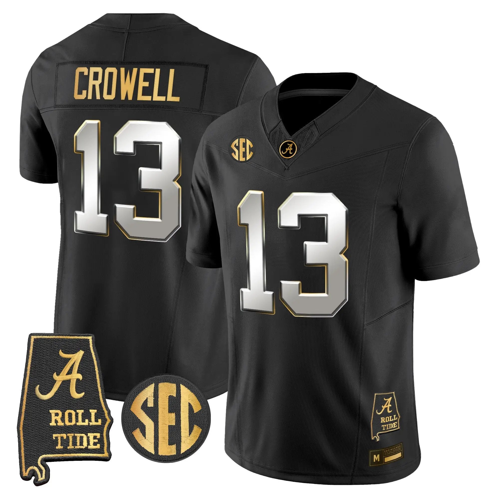 Alabama Crimson Tide 2026 Gold Vapor Limited Jersey - Alabama Map - Stitched 33 BAMA 2026 Gold Vapor Limited Jersey - Alabama Map - Stitched by Alabama Crimson Tide