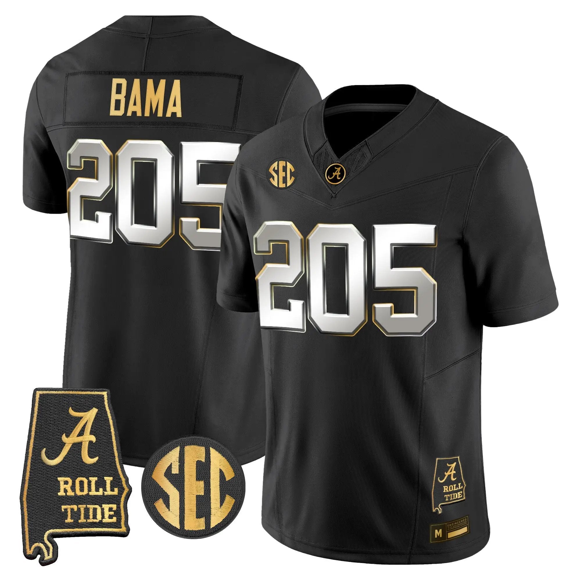 Alabama Crimson Tide 2026 Gold Vapor Limited Jersey - Alabama Map - Stitched 26 BAMA 2026 Gold Vapor Limited Jersey - Alabama Map - Stitched by Alabama Crimson Tide