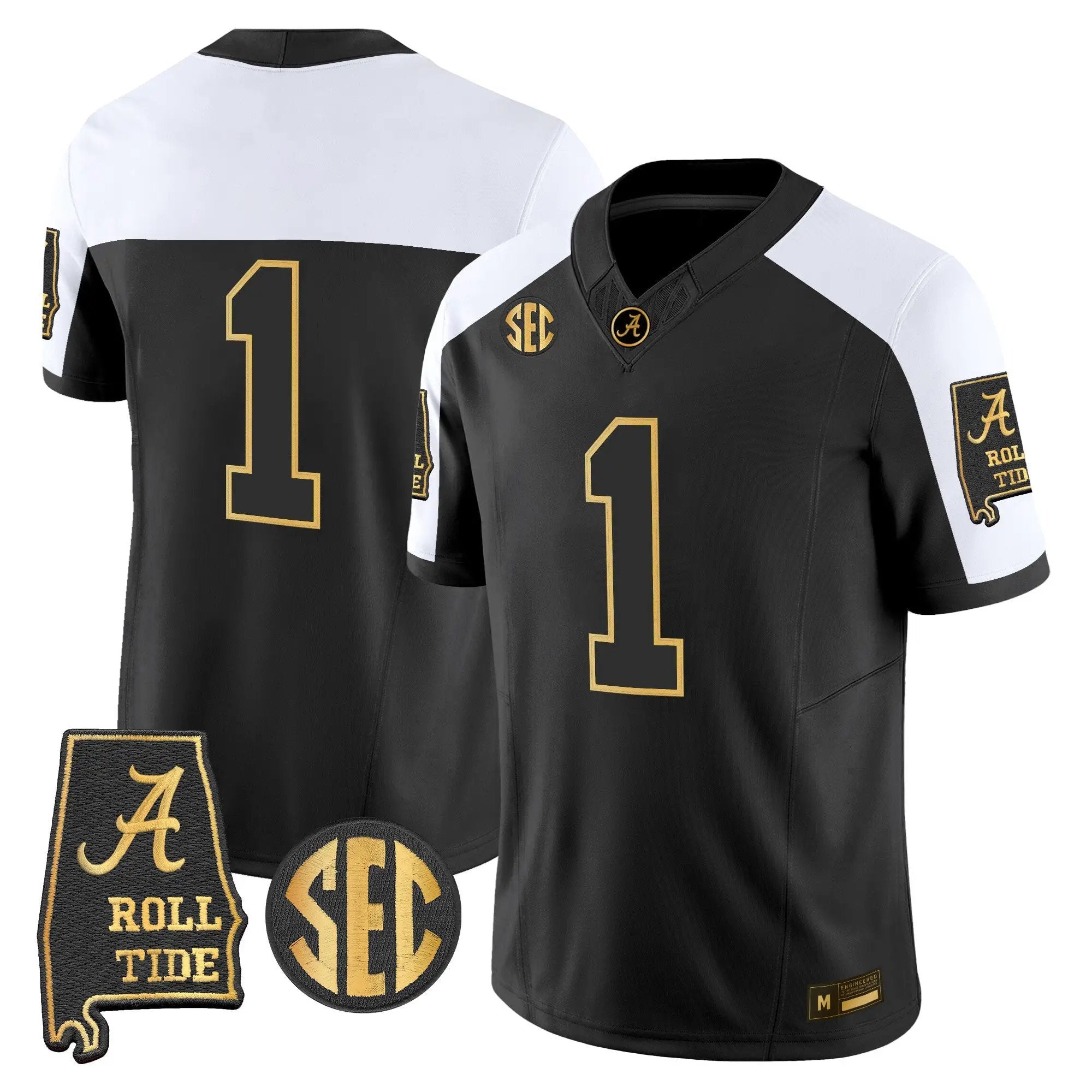 Alabama Crimson Tide 2026 Gold Vapor Limited Jersey - Alabama Map - Stitched 48 BAMA 2026 Gold Vapor Limited Jersey - Alabama Map - Stitched by Alabama Crimson Tide