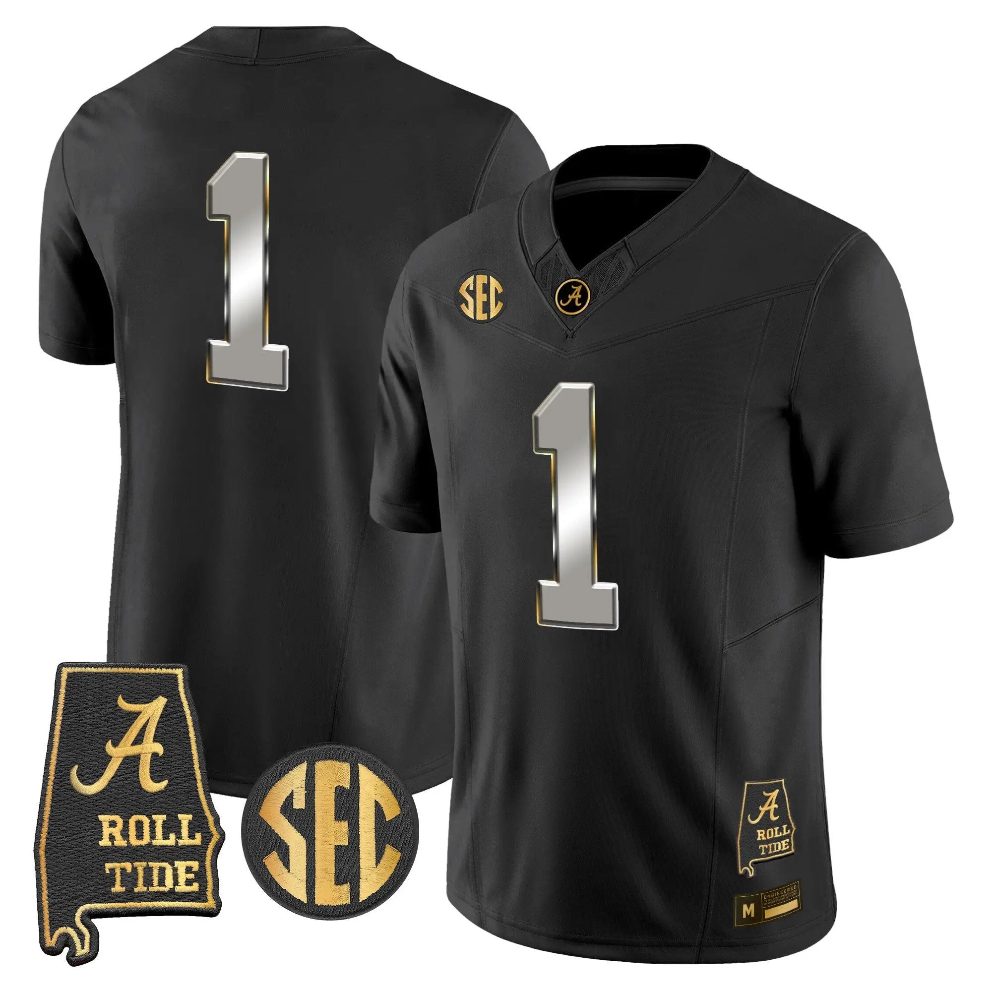 Alabama Crimson Tide 2026 Gold Vapor Limited Jersey - Alabama Map - Stitched 36 BAMA 2026 Gold Vapor Limited Jersey - Alabama Map - Stitched by Alabama Crimson Tide