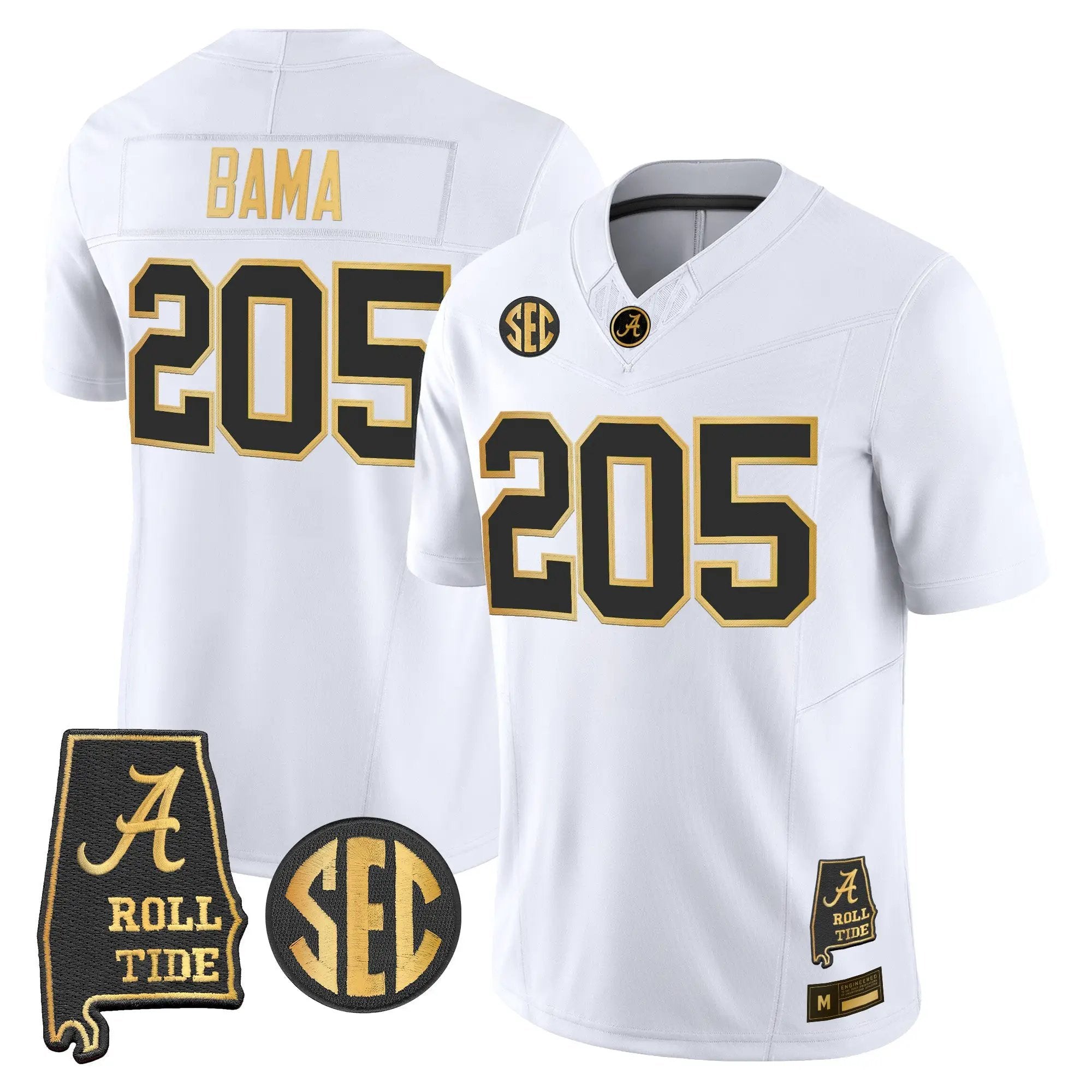 Alabama Crimson Tide 2026 Gold Vapor Limited Jersey - Alabama Map - Stitched 14 BAMA 2026 Gold Vapor Limited Jersey - Alabama Map - Stitched by Alabama Crimson Tide