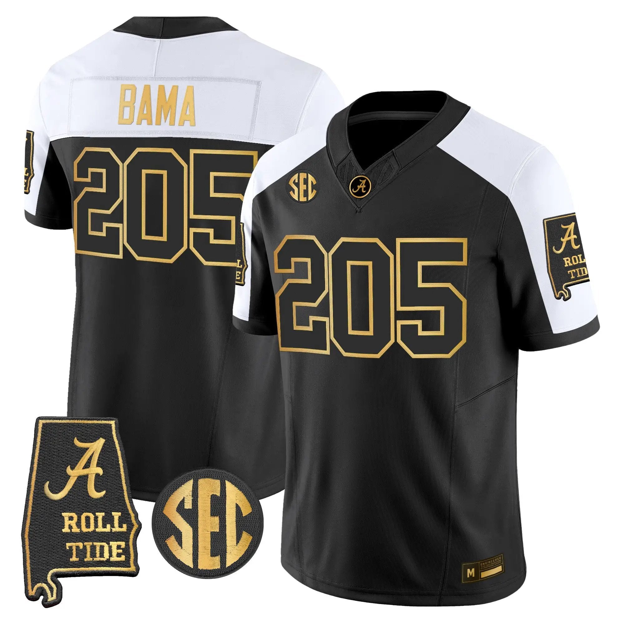 Alabama Crimson Tide 2026 Gold Vapor Limited Jersey - Alabama Map - Stitched 38 BAMA 2026 Gold Vapor Limited Jersey - Alabama Map - Stitched by Alabama Crimson Tide