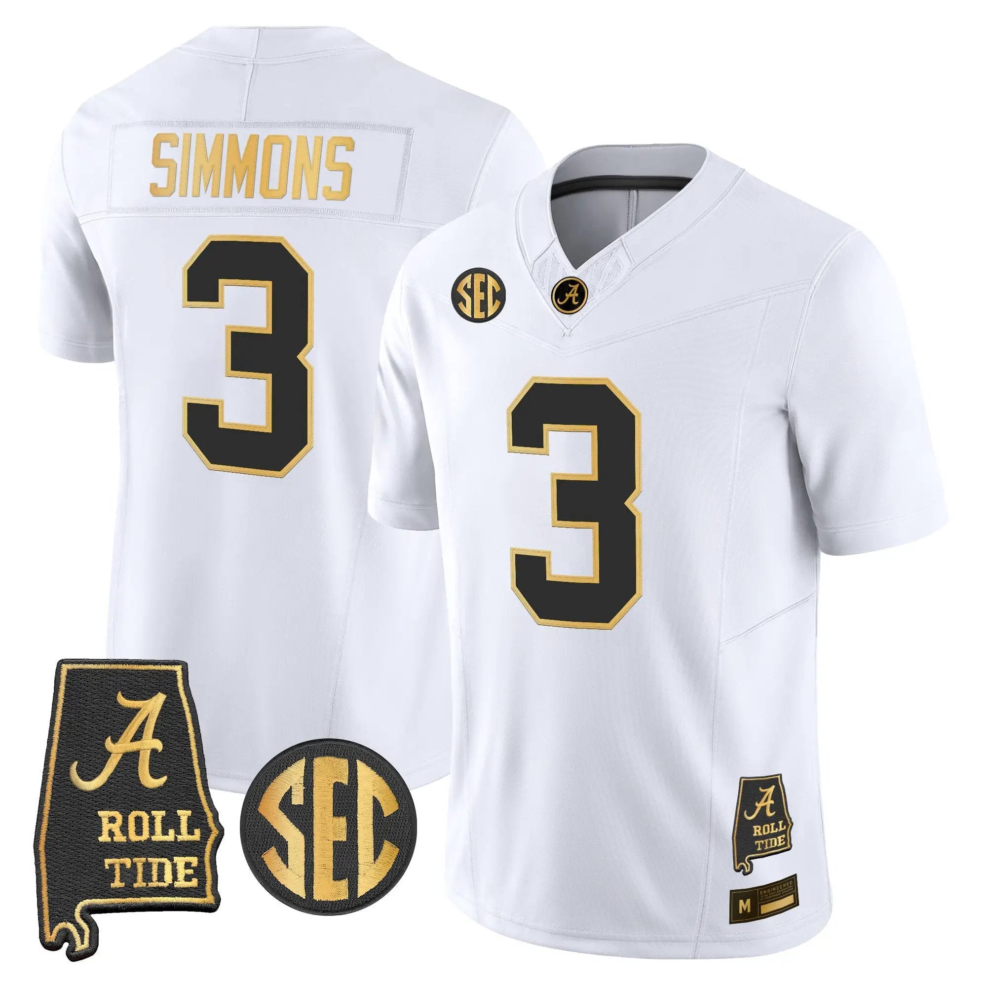 Alabama Crimson Tide 2026 Gold Vapor Limited Jersey - Alabama Map - Stitched 13 BAMA 2026 Gold Vapor Limited Jersey - Alabama Map - Stitched by Alabama Crimson Tide