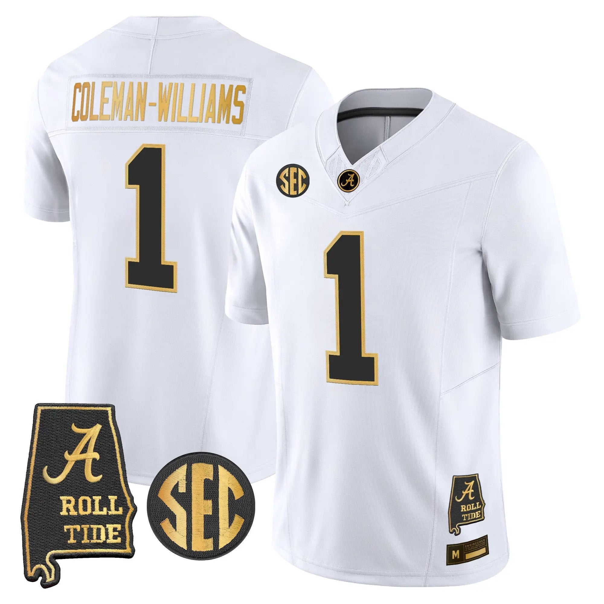 Alabama Crimson Tide 2026 Gold Vapor Limited Jersey - Alabama Map - Stitched 15 BAMA 2026 Gold Vapor Limited Jersey - Alabama Map - Stitched by Alabama Crimson Tide