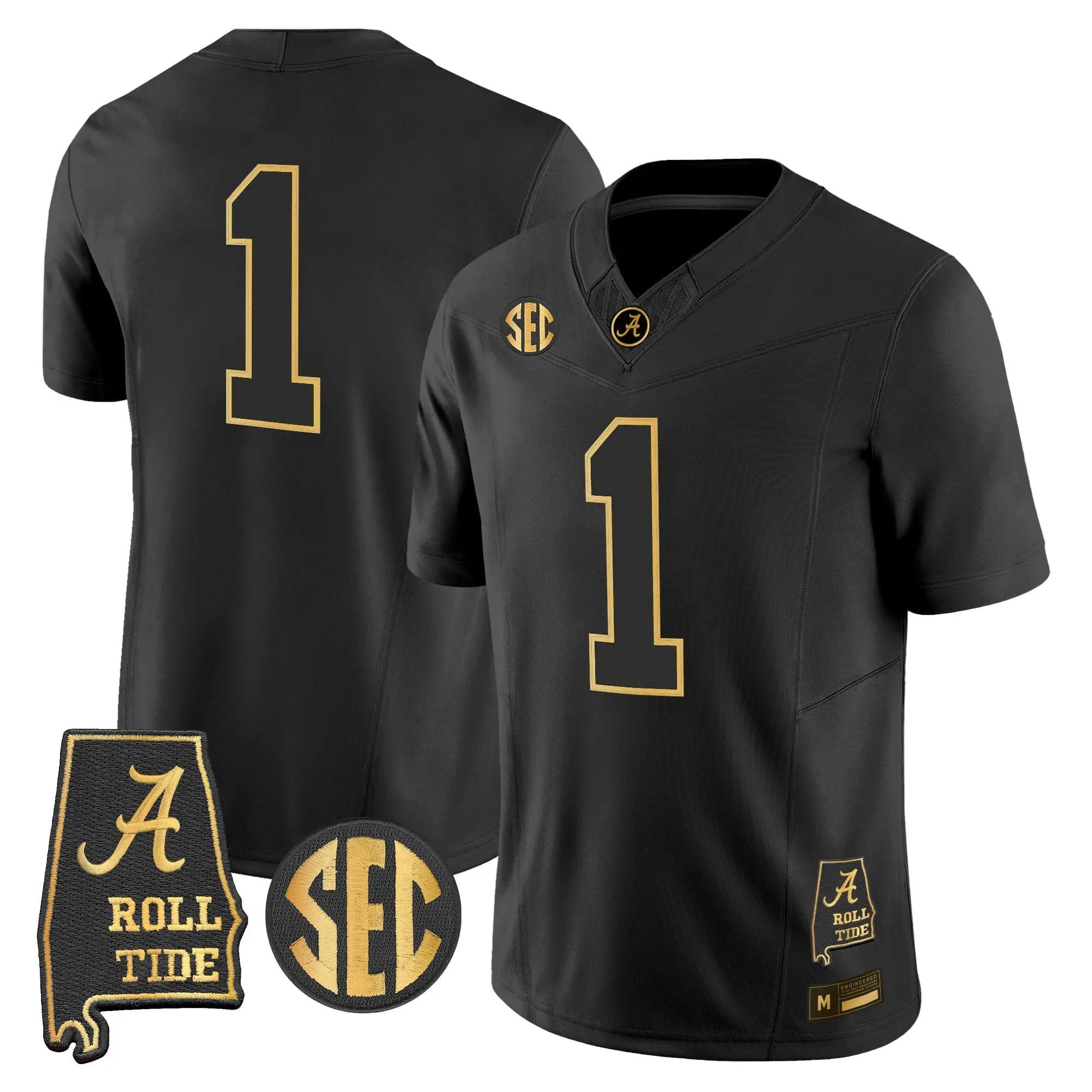 Alabama Crimson Tide 2026 Gold Vapor Limited Jersey - Alabama Map - Stitched 12 BAMA 2026 Gold Vapor Limited Jersey - Alabama Map - Stitched by Alabama Crimson Tide