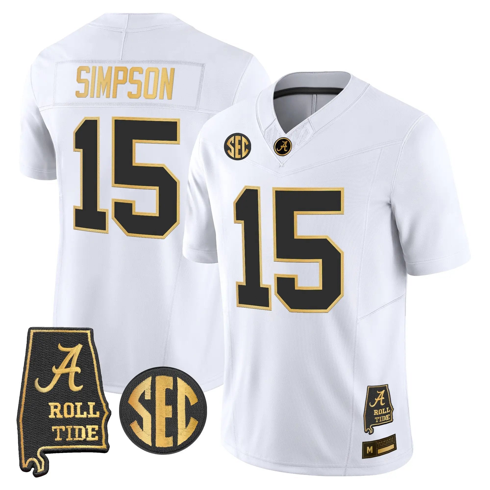 Alabama Crimson Tide 2026 Gold Vapor Limited Jersey - Alabama Map - Stitched 22 BAMA 2026 Gold Vapor Limited Jersey - Alabama Map - Stitched by Alabama Crimson Tide