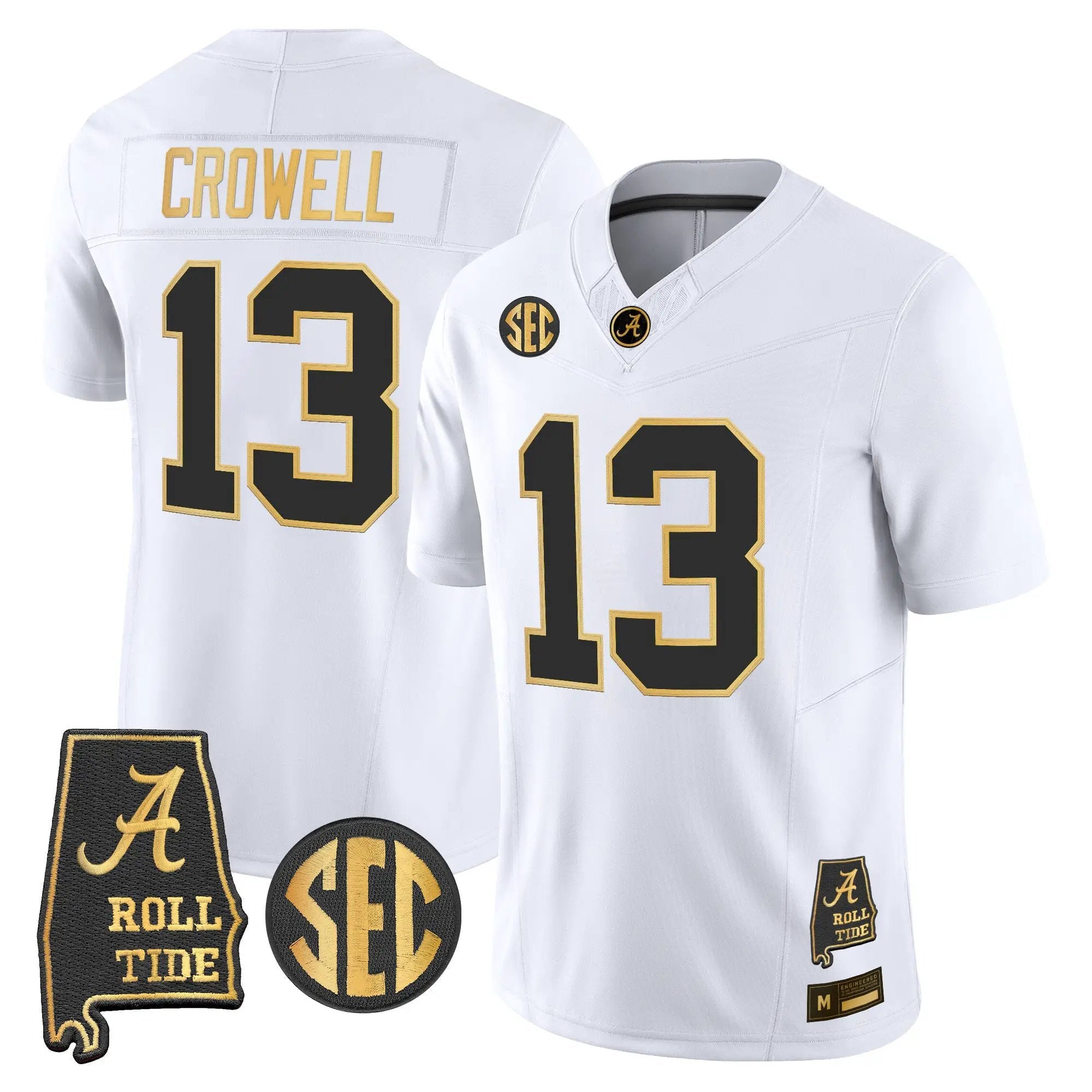 Alabama Crimson Tide 2026 Gold Vapor Limited Jersey - Alabama Map - Stitched 21 BAMA 2026 Gold Vapor Limited Jersey - Alabama Map - Stitched by Alabama Crimson Tide