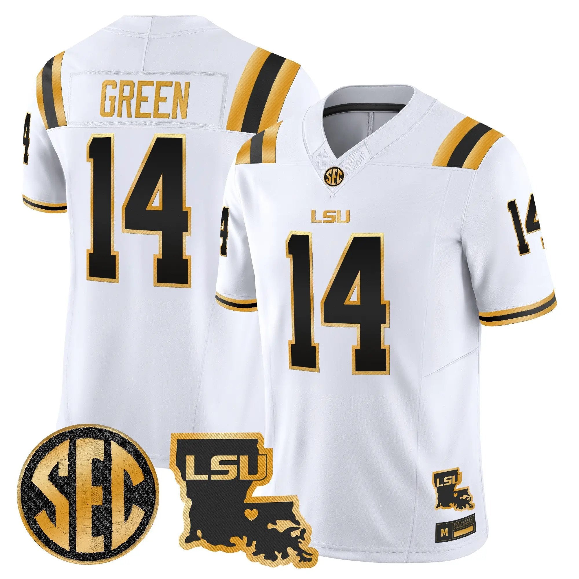 LSU Tigers 2026 Louisiana Patch Gold Vapor Limited Jersey - Stitched 14 LSU 2026 Louisiana Patch Gold Vapor Limited Jersey - Stitched by Digigearus