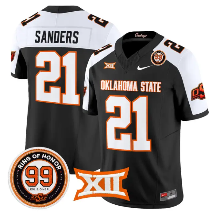 Barry Sanders Jersey #21 Oklahoma State 2026 Leslie O'neal Stitched by My Store NCAA Football Jerseys