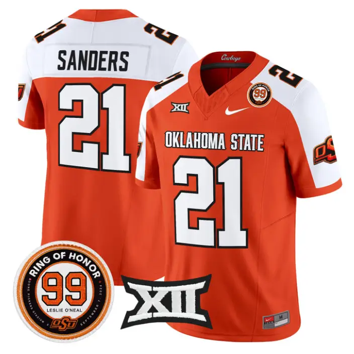 Barry Sanders Jersey #21 Oklahoma State 2026 Leslie O'neal Stitched by My Store NCAA Football Jerseys